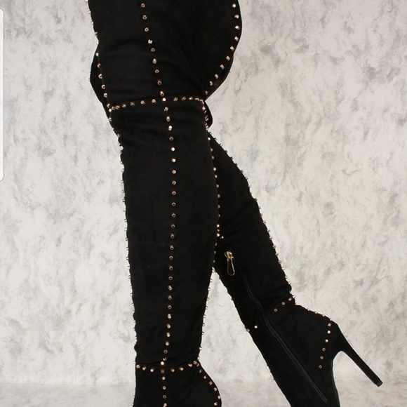 Black 6 inch Thigh Boots - Picture 3 of 3